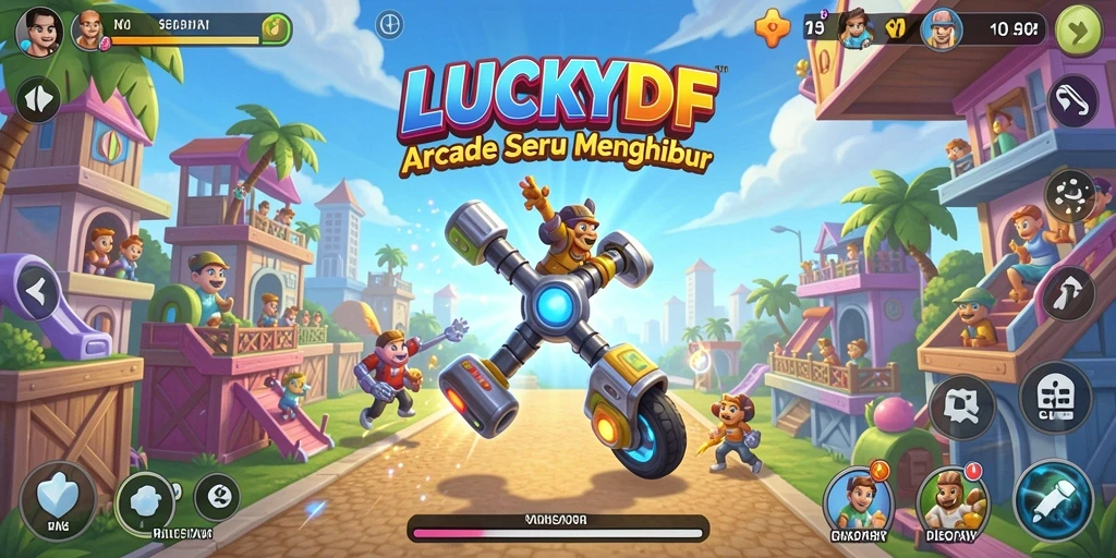 Tangkapan layar menunjukkan gameplay seru LUCKYDF dengan grafis menarik.