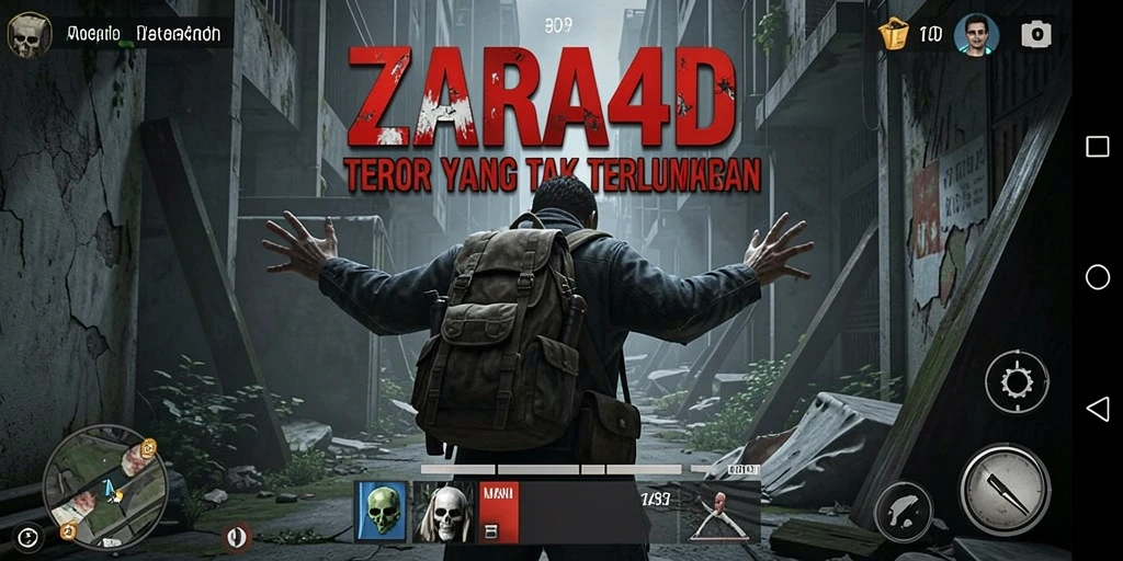 Screenshot tampilan gameplay ZARA4D yang menegangkan dan mencekam.